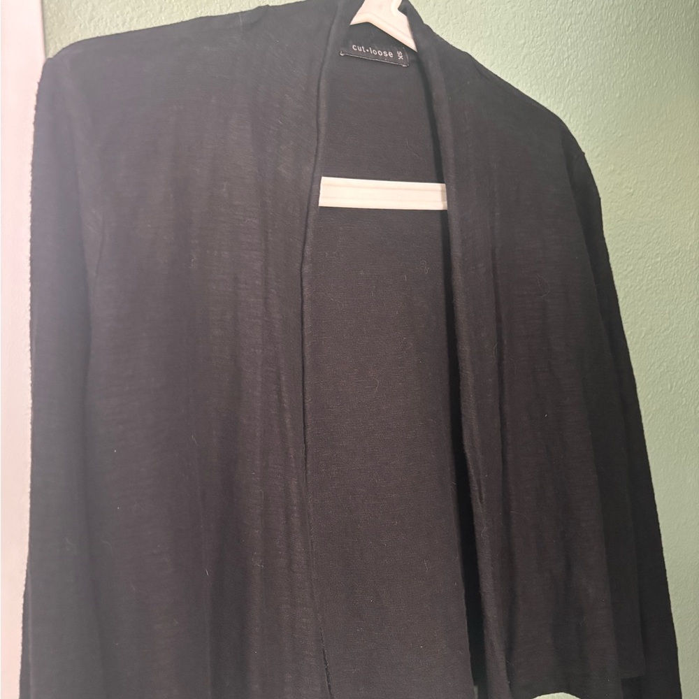 Coldwater Creek Classic Black Open-Front Cardigan
